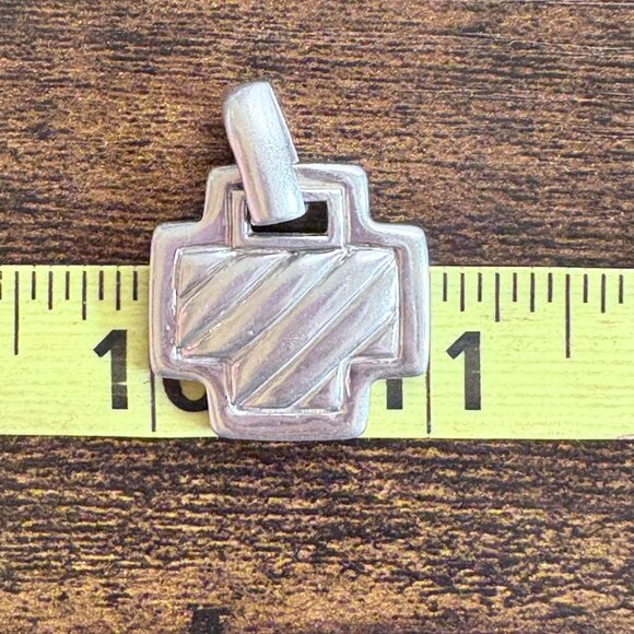 VTG Solid Sterling Silver 925 Textured Cross Pendant Size 1.25" Length - Picture 8 of 9